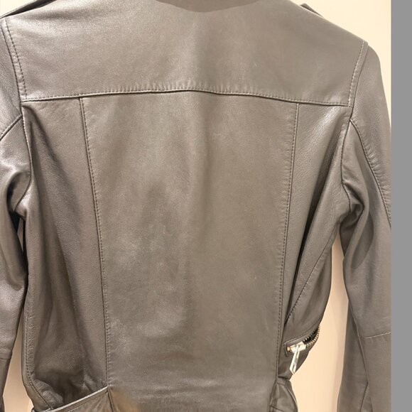 All Saints Black Balfern Leather Biker Jacket with Silver Hardware - Picture 7 of 8